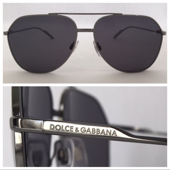 D GABBANA Polarized Aviator DG2166 Gunmetal sz 61